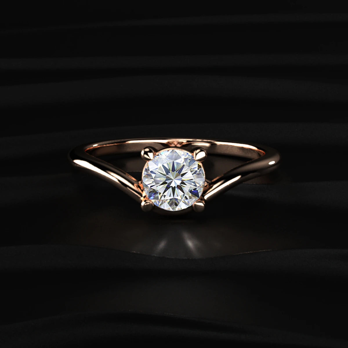 Round Solitaire Ring With Curved Band | Earthly jewels