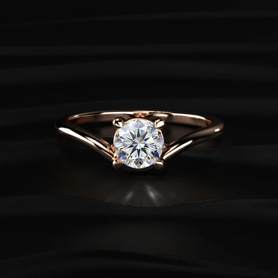 Round Solitaire Ring With Curved Band | Earthly jewels