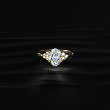 Oval Solitaire Ring With Round Accent Stones