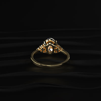 Oval Solitaire Ring With Round Accent Stones | Earthly Jewels