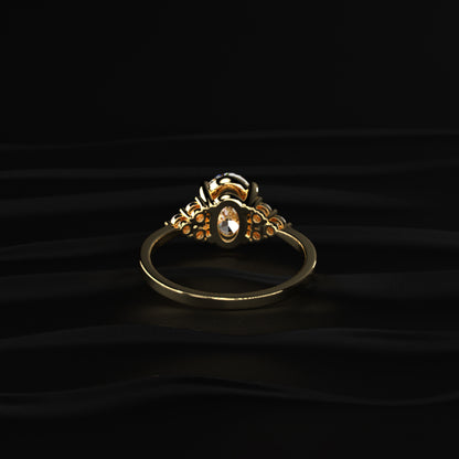 Oval Solitaire Ring With Round Accent Stones