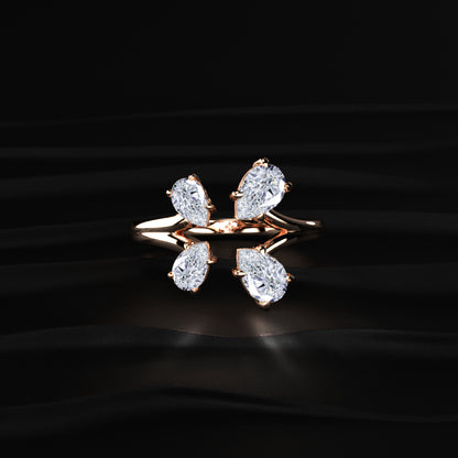 4 Pear Diamond Butterfly Ring | Earthly Jewels
