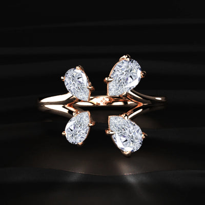 4 Pear Diamond Butterfly Ring | Earthly Jewels