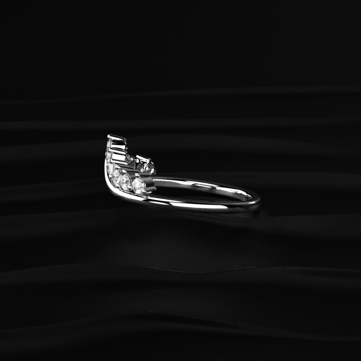 Tiny Crown Ring With Round Diamonds