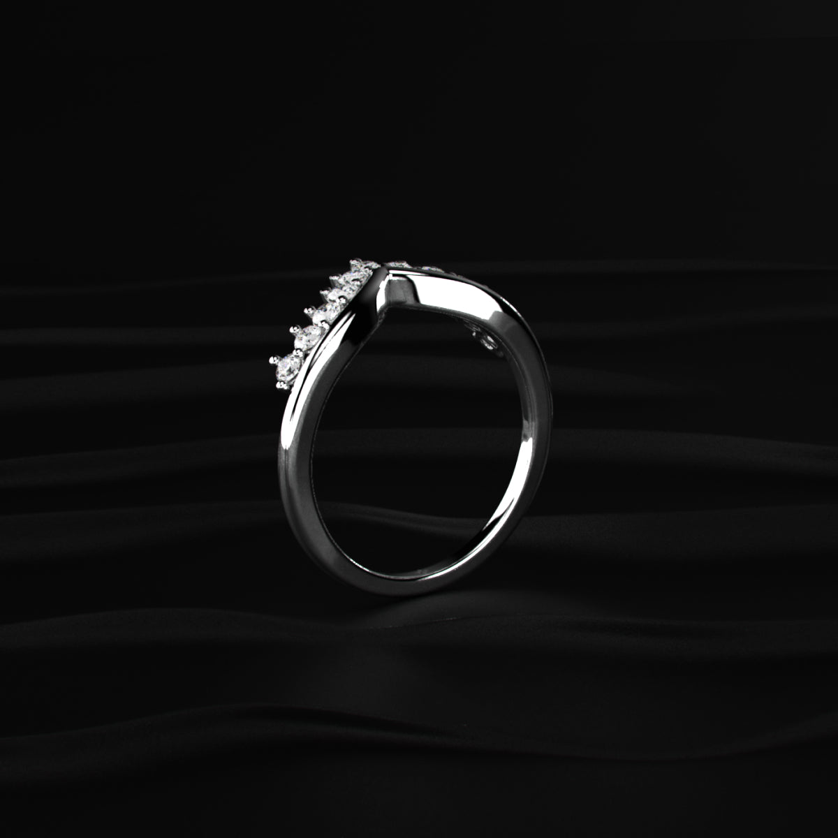 Tiny Crown Ring With Round Diamonds