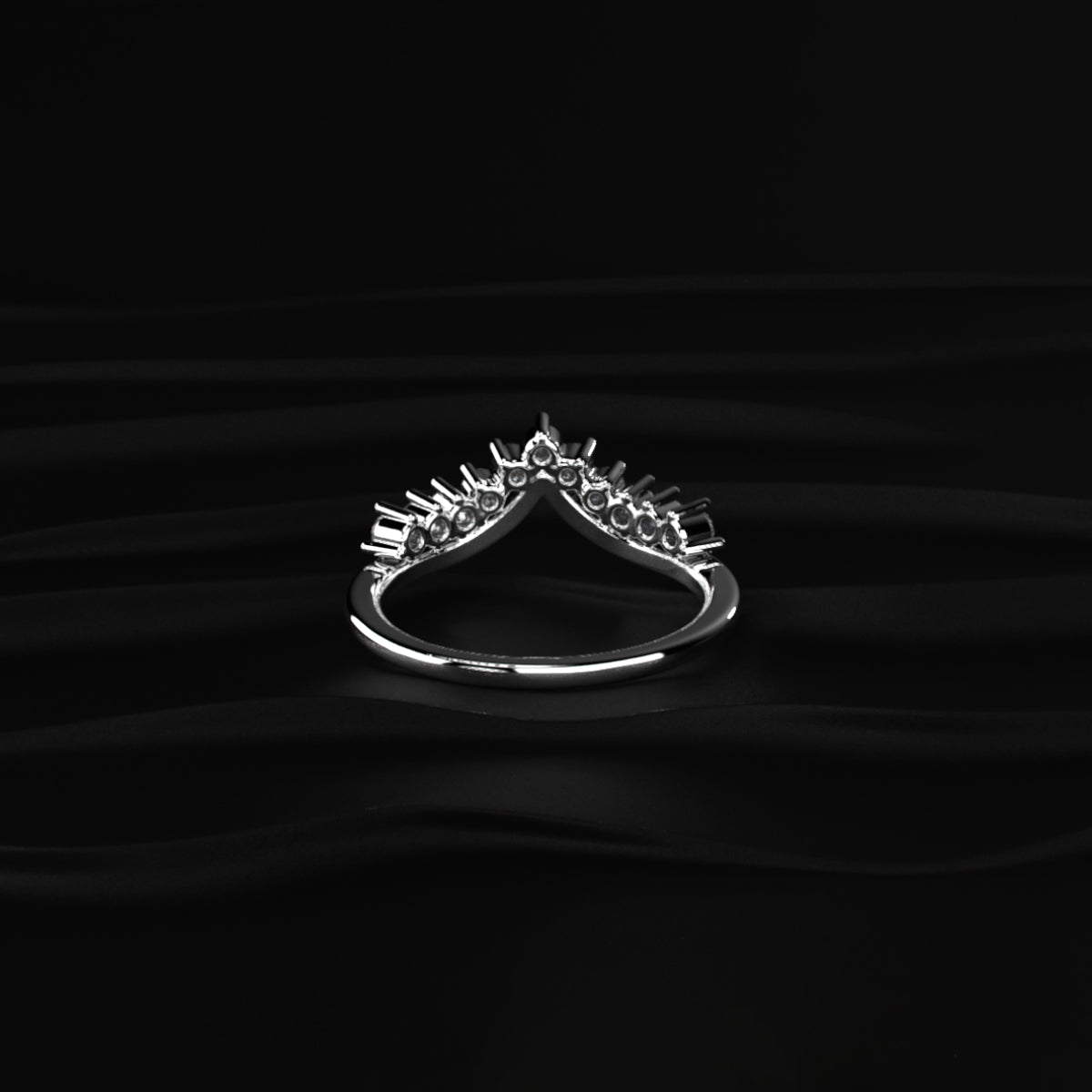 Tiny Crown Ring With Round Diamonds