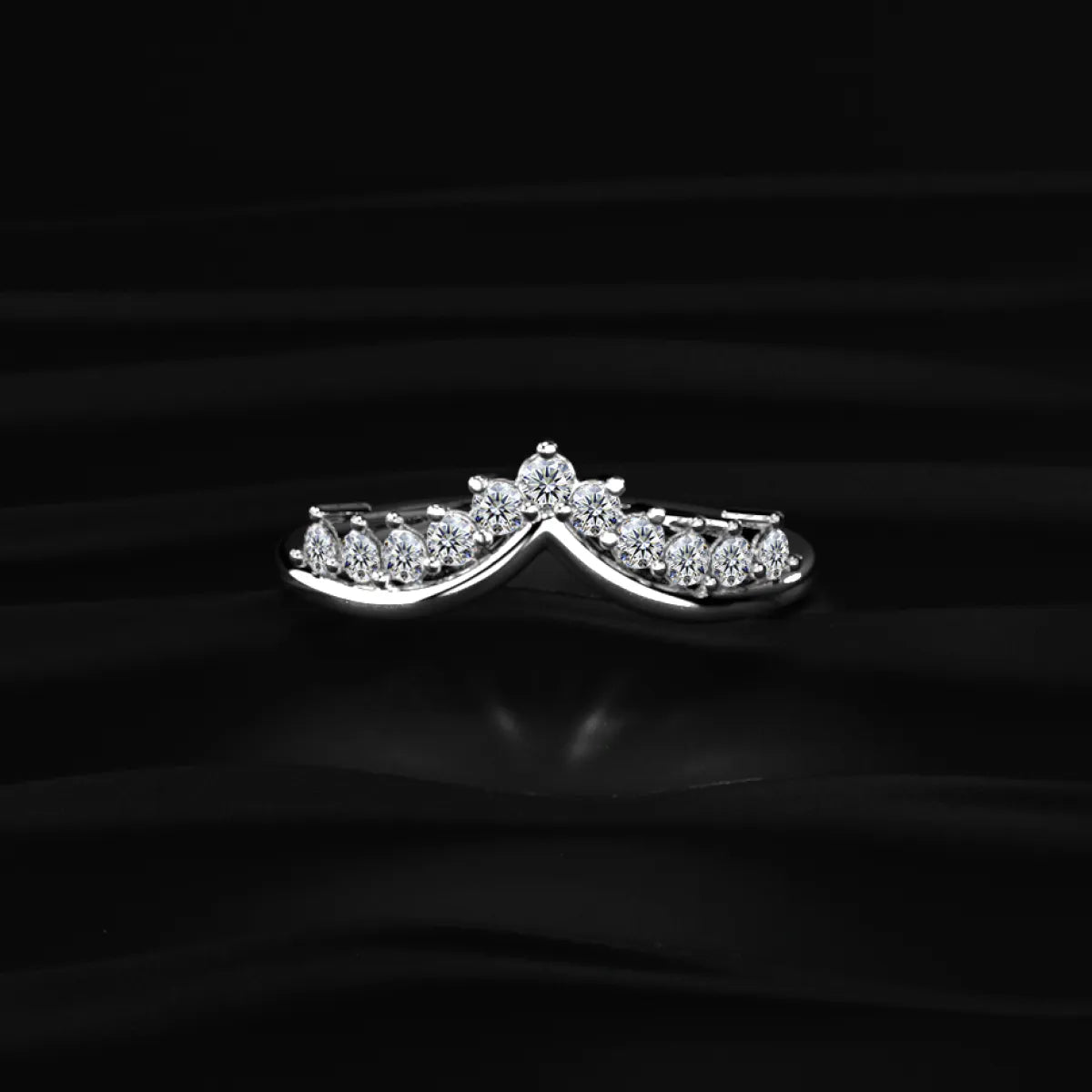 Tiny Crown Ring With Round Diamonds | Earthly Jewels