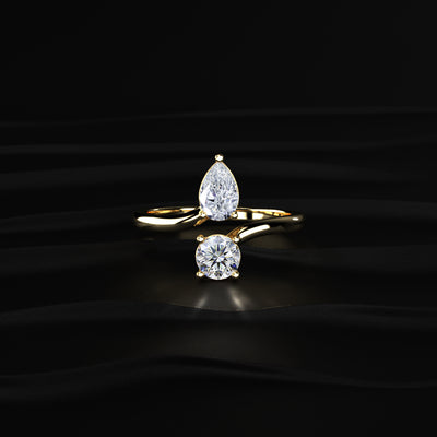 Pear And Round Cut Two Stone Engagement Ring | Earthly Jewels