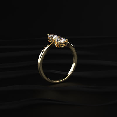 Pear And Round Cut Two Stone Engagement Ring | Earthly Jewels