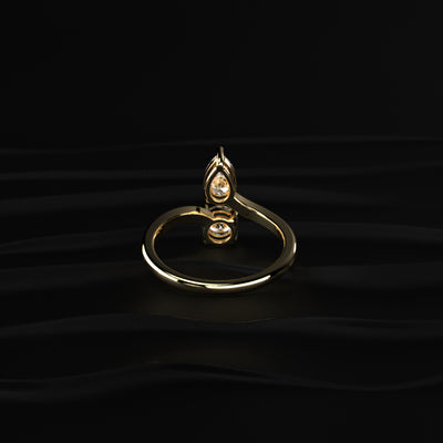 Pear And Round Cut Two Stone Engagement Ring | Earthly Jewels