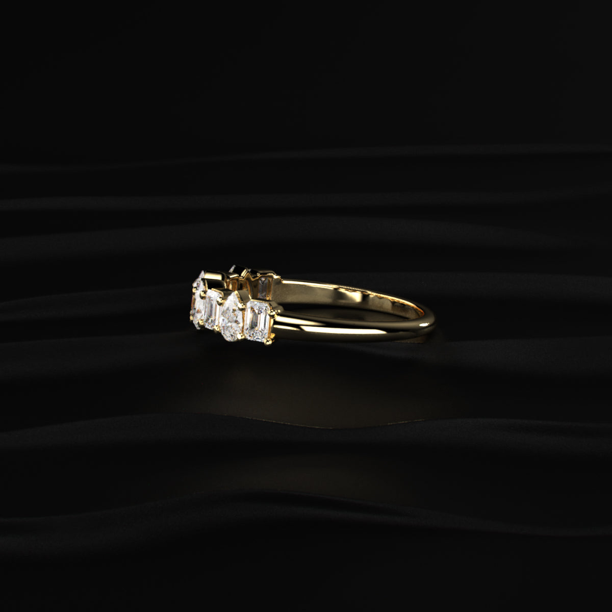 Pear And Emerald Cut Half Eternity Ring | Earthly jewels