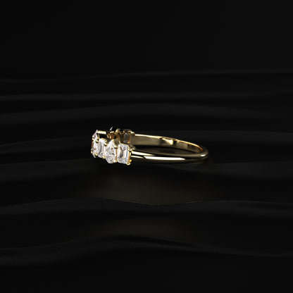 Pear And Emerald Cut Half Eternity Ring | Earthly jewels