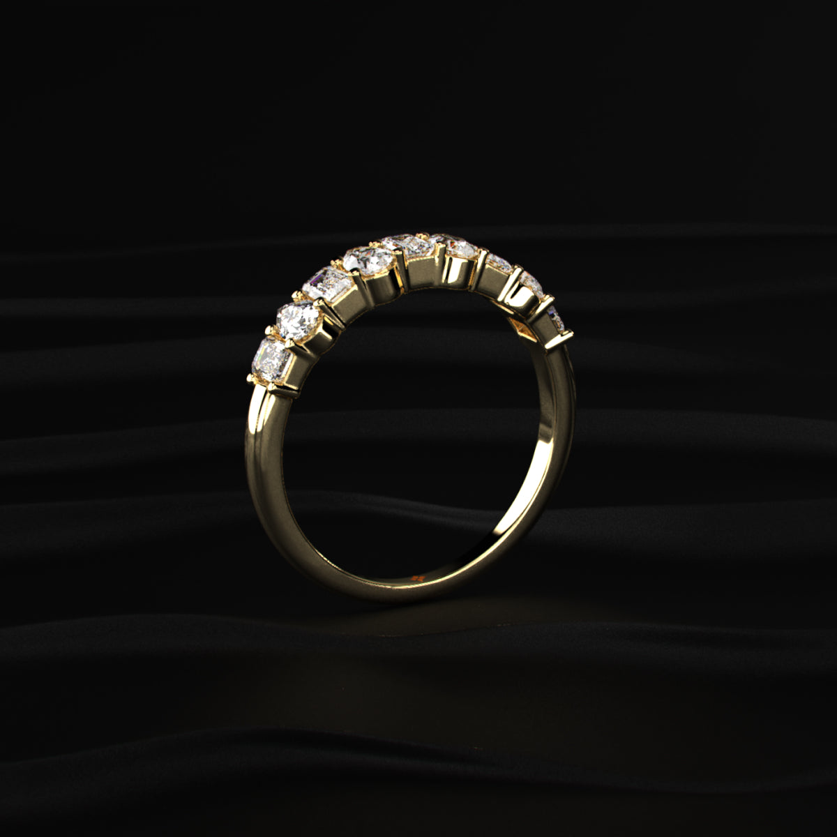 Pear And Emerald Cut Half Eternity Ring | Earthly jewels