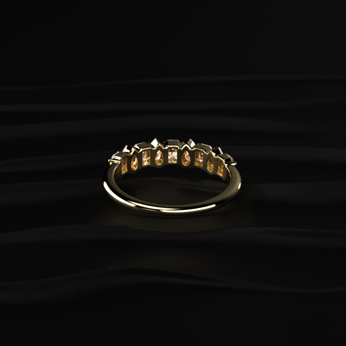 Pear And Emerald Cut Half Eternity Ring | Earthly jewels