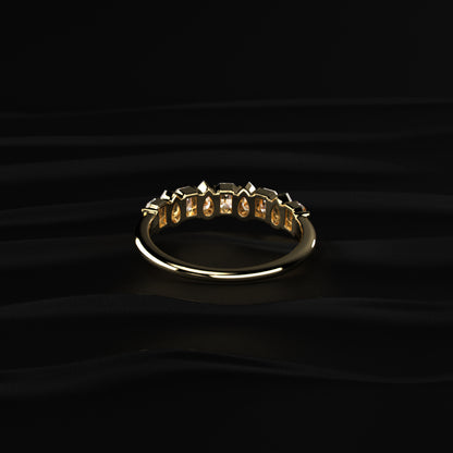 Pear And Emerald Cut Half Eternity Ring | Earthly jewels