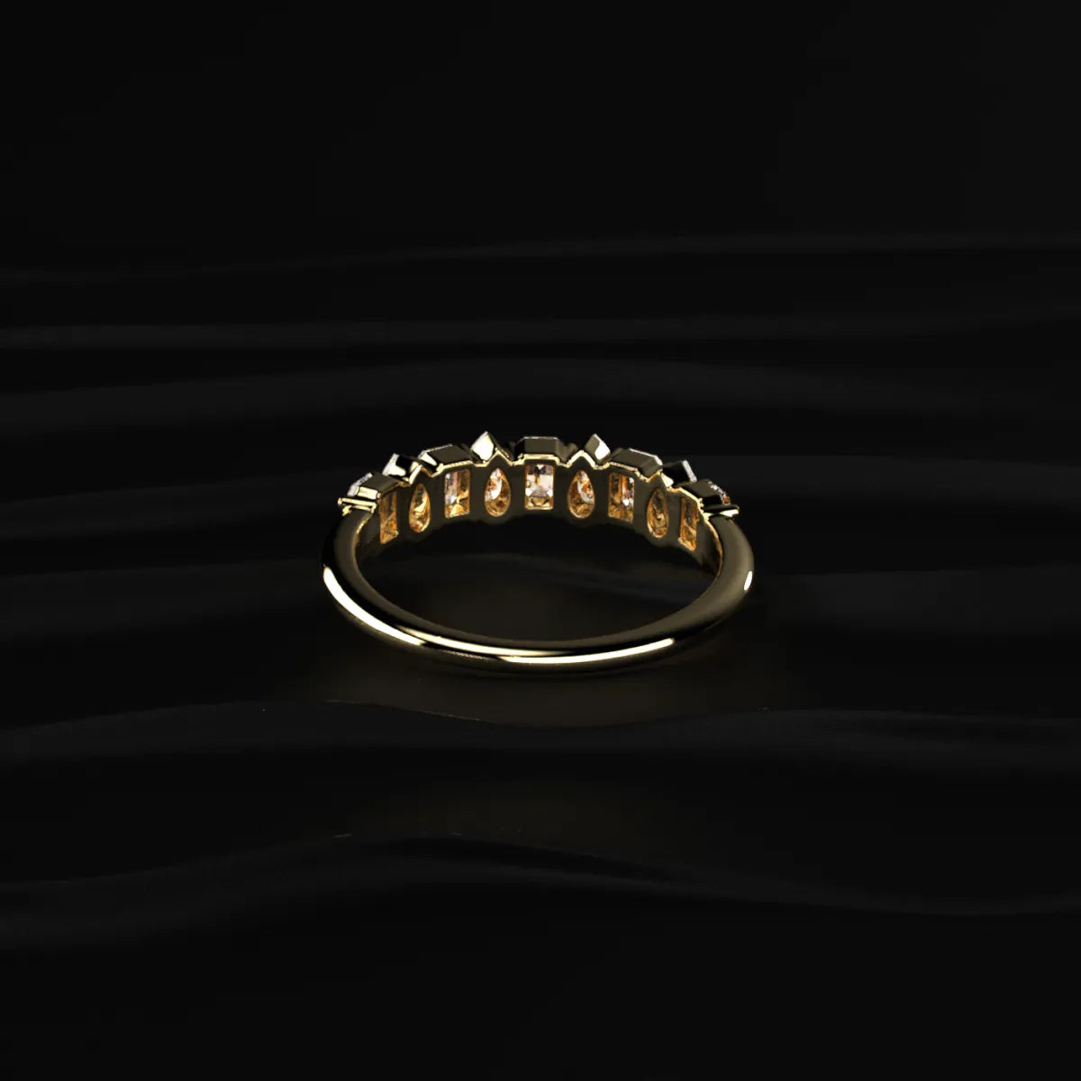 Pear And Emerald Cut Half Eternity Ring | Earthly Jewels