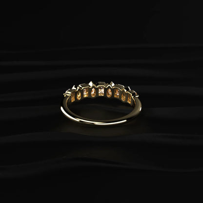 Pear And Emerald Cut Half Eternity Ring | Earthly Jewels