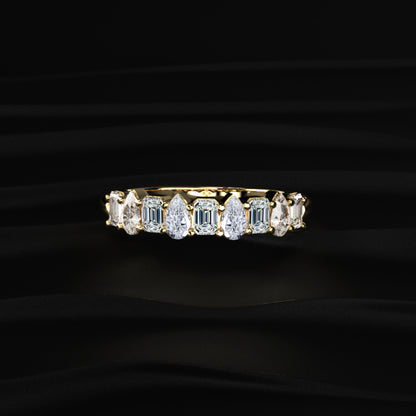 Pear And Emerald Cut Half Eternity Ring | Earthly Jewels