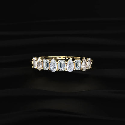 Pear And Emerald Cut Half Eternity Ring | Earthly Jewels