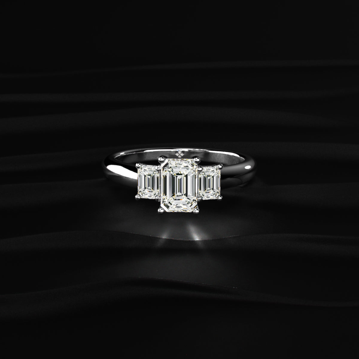3 Stone Emerald Cut Diamond Ring | Earthly Jewels