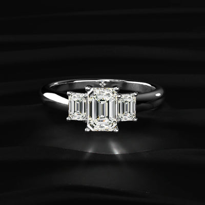 3 Stone Emerald Cut Diamond Ring | Earthly Jewels