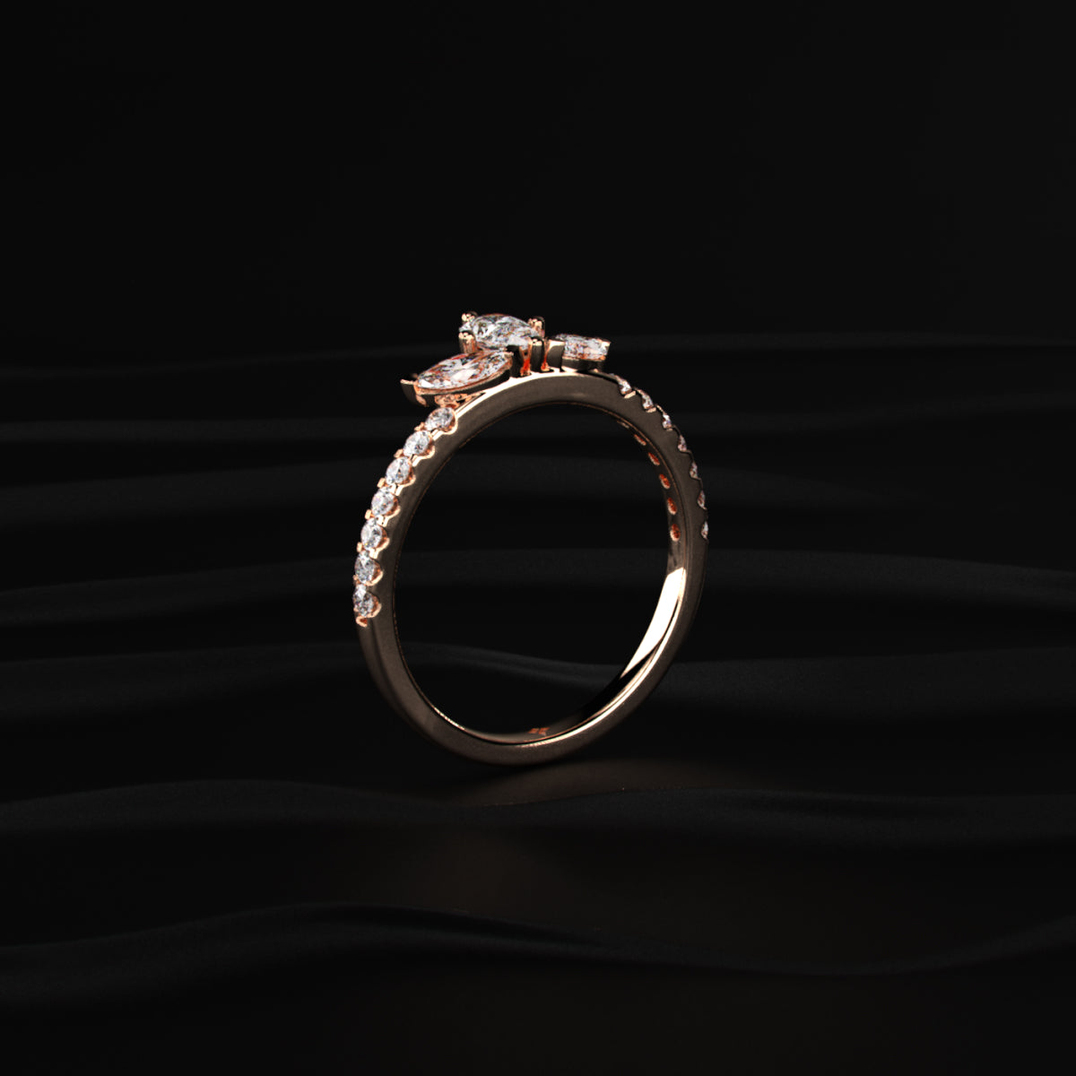 Marquise Trilogy Ring With Side Diamonds | Earthly jewels
