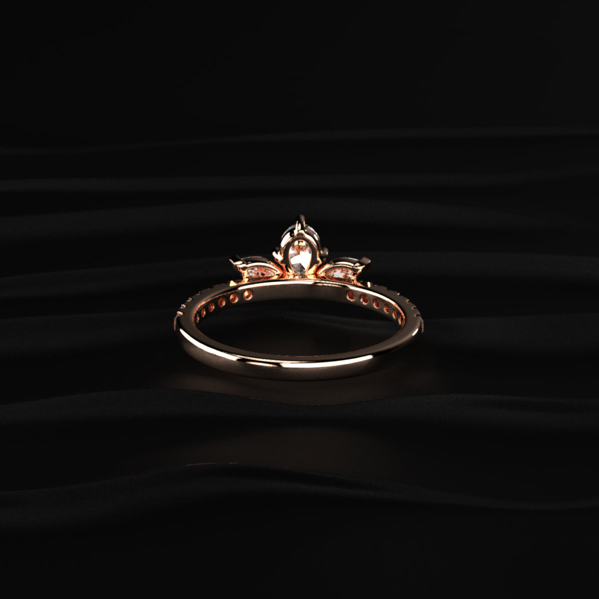 Marquise Trilogy Ring With Side Diamonds | Earthly jewels