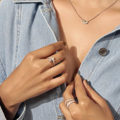 Marquise Trilogy Ring With Side Diamonds | Earthly jewels