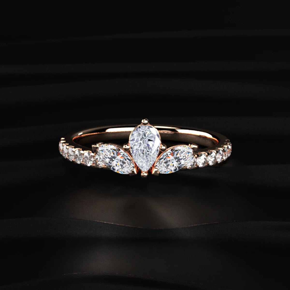 Marquise Trilogy Ring With Side Diamonds | Earthly jewels