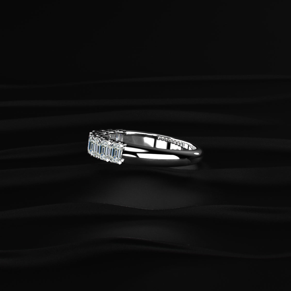 Emerald Cut Half Eternity Band | Earthly jewels