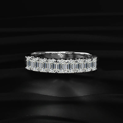 Emerald Cut Half Eternity Band | Earthly Jewels