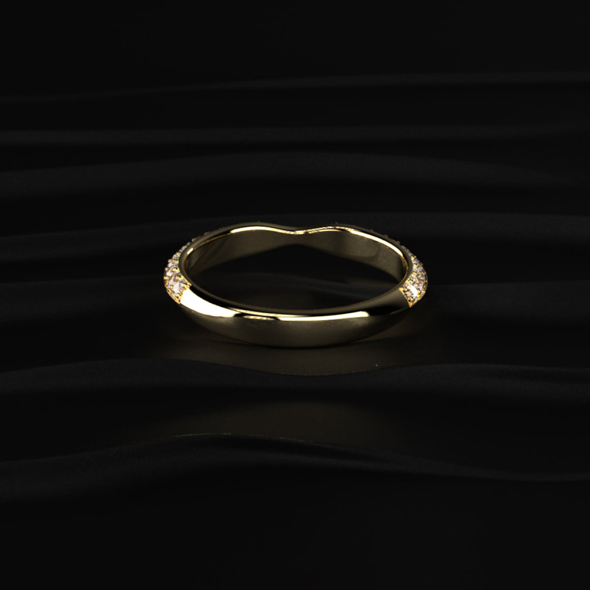 Curved Wedding Band For Round Diamond | Earthy Jewels