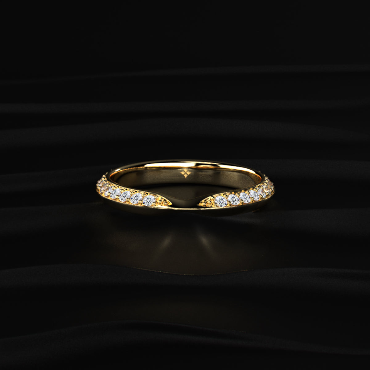 Curved Wedding Band For Round Diamond | Earthy Jewels