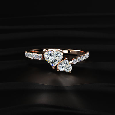Dual Heart Ring With Side Diamonds | Earthly Jewels