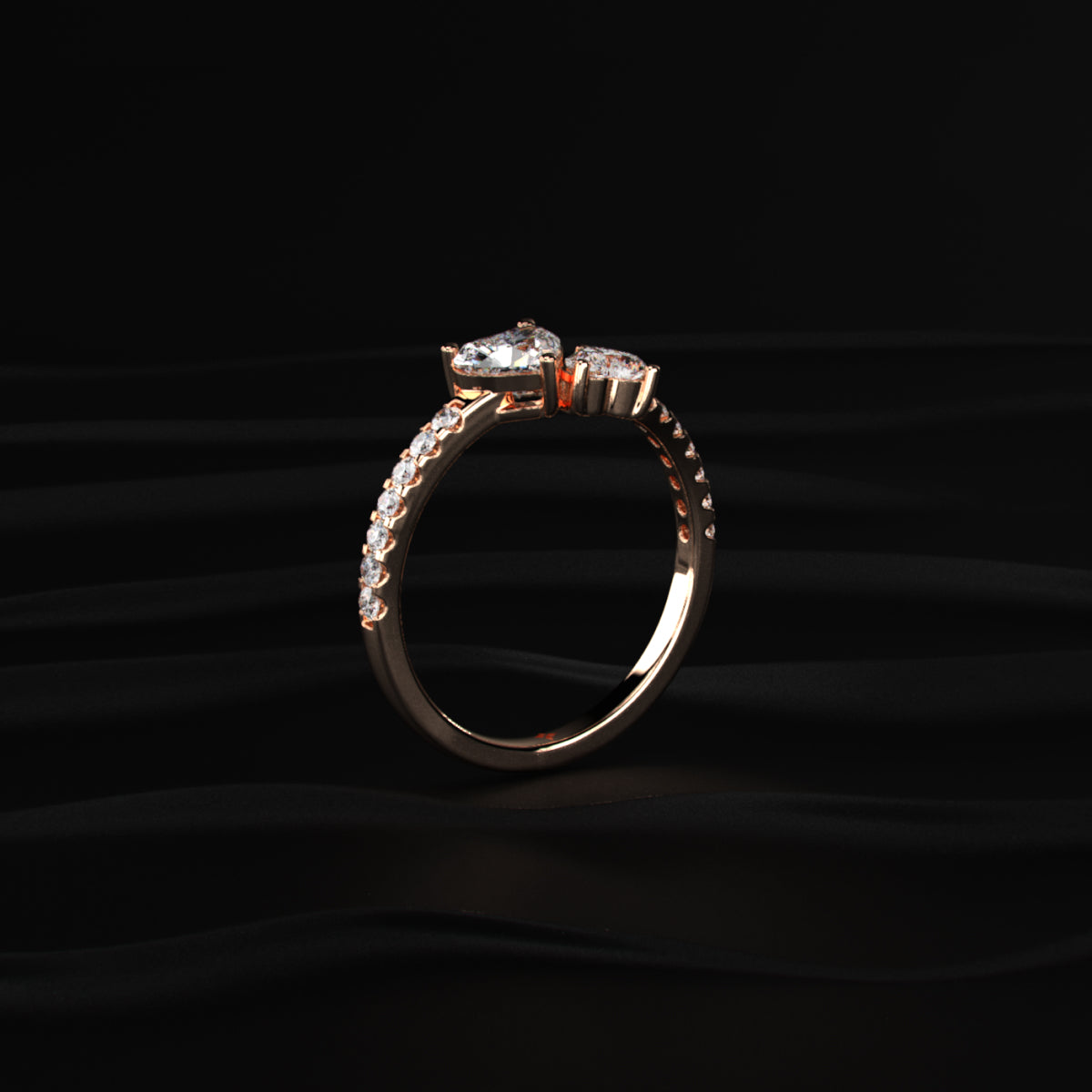 Dual Heart Ring With Side Diamonds | Earthly Jewels