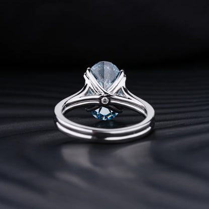 4 Ct Oval Solitaire Ring With Double Prongs | Earthly Jewels 