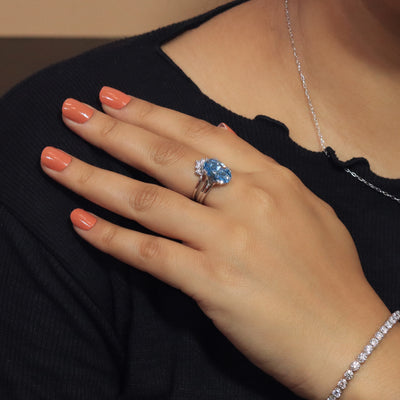 4 Ct Oval Solitaire Ring With Double Prongs | Earthly Jewels  | Model Image