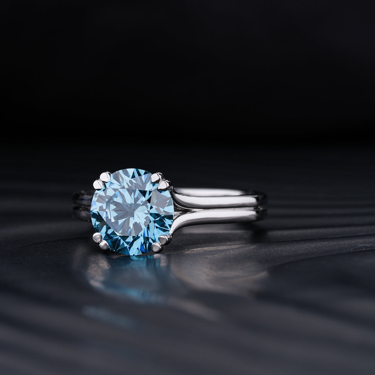 2.5 Ct Solitaire Diamond Ring With Double Prong And Mystique Stone