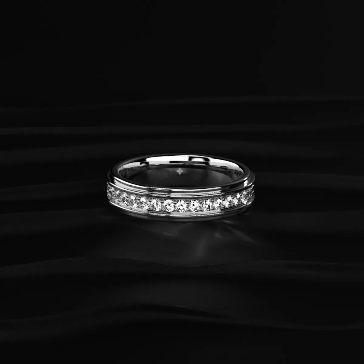 Pave Set Round Diamond Eternity Ring For Men | Earthly Jewels