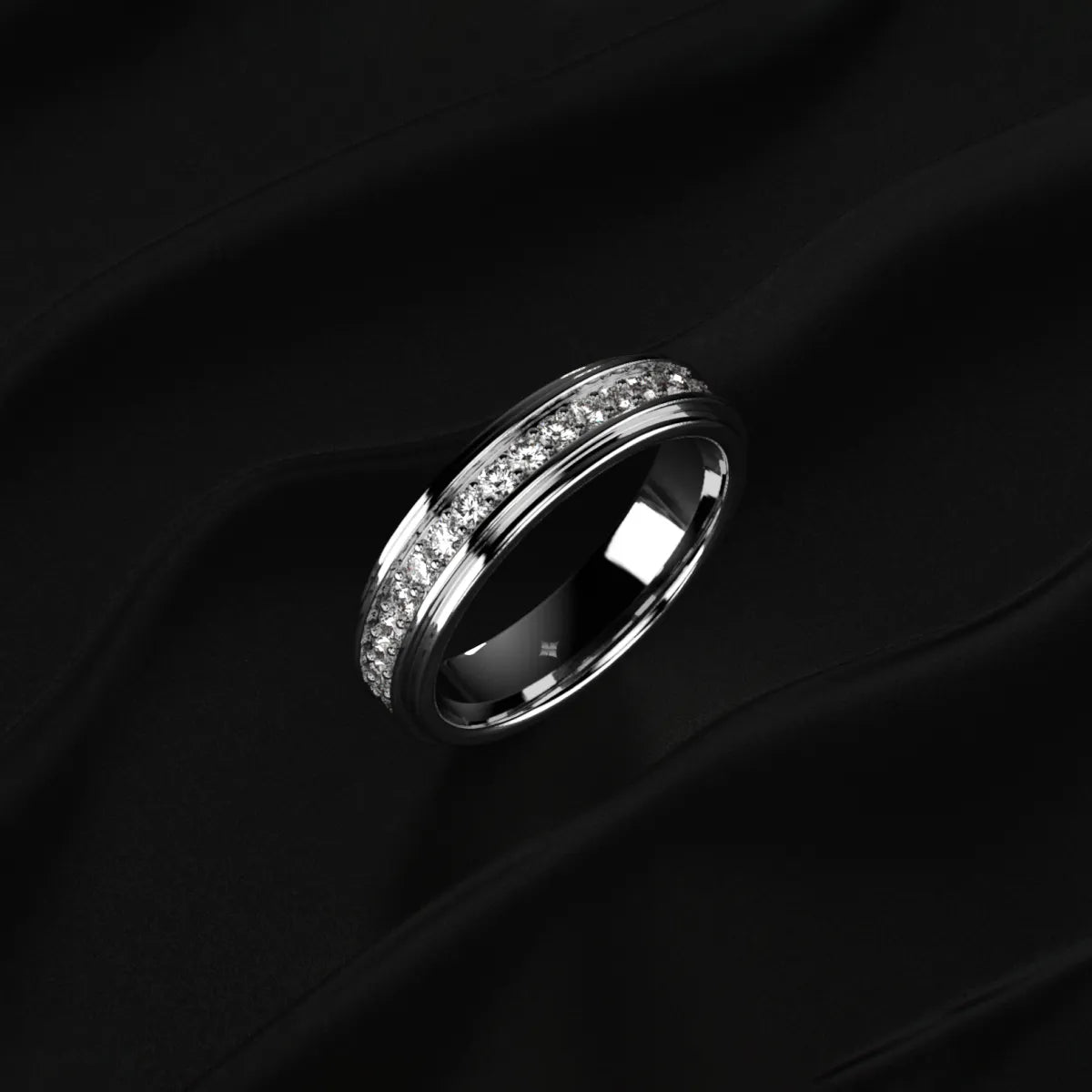 Pave Set Round Diamond Eternity Ring For Men | Earthly Jewels