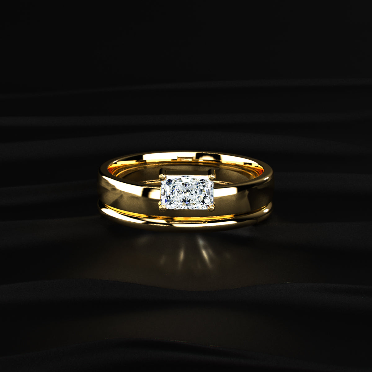Radiant Solitaire Ring For Men