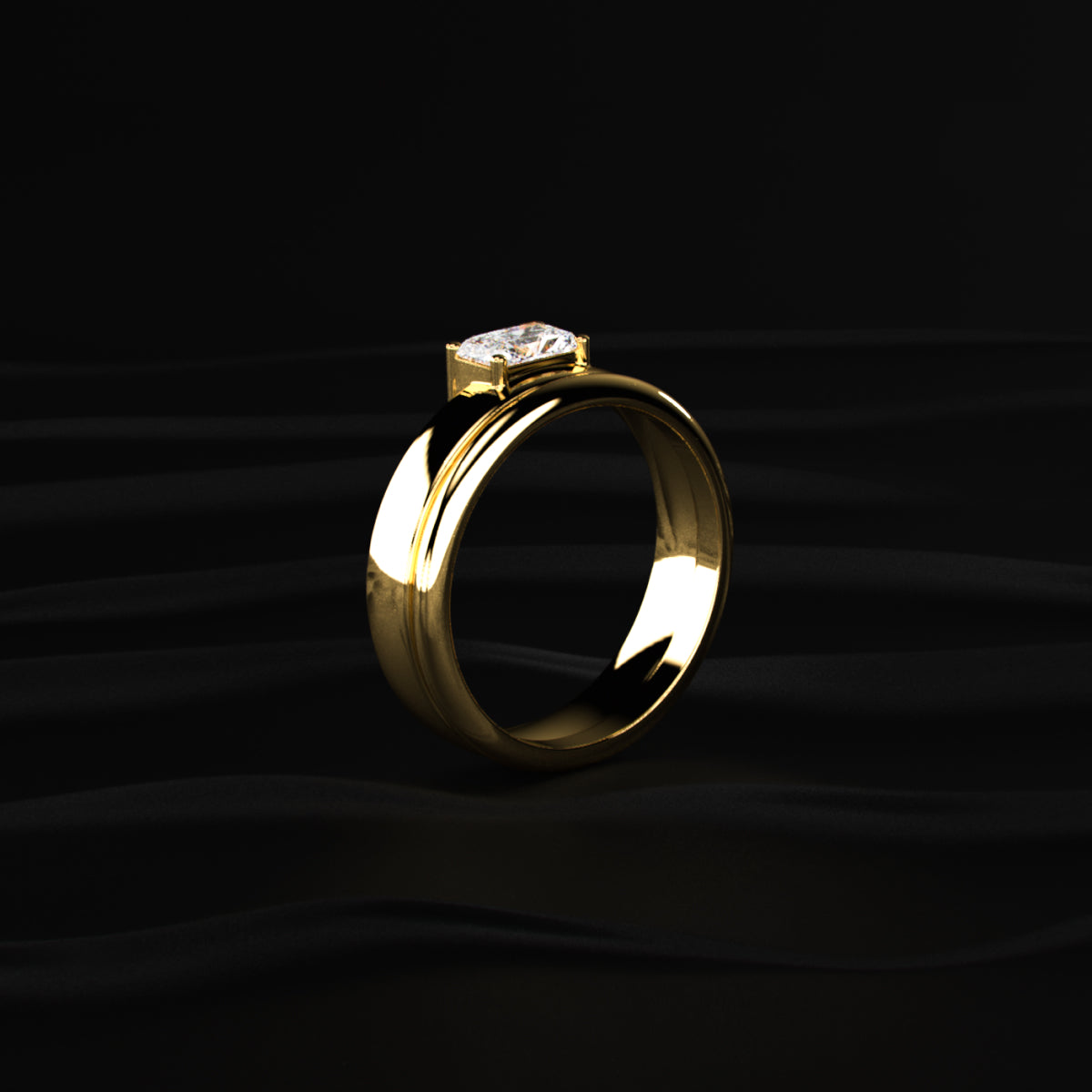 Radiant Solitaire Ring For Men