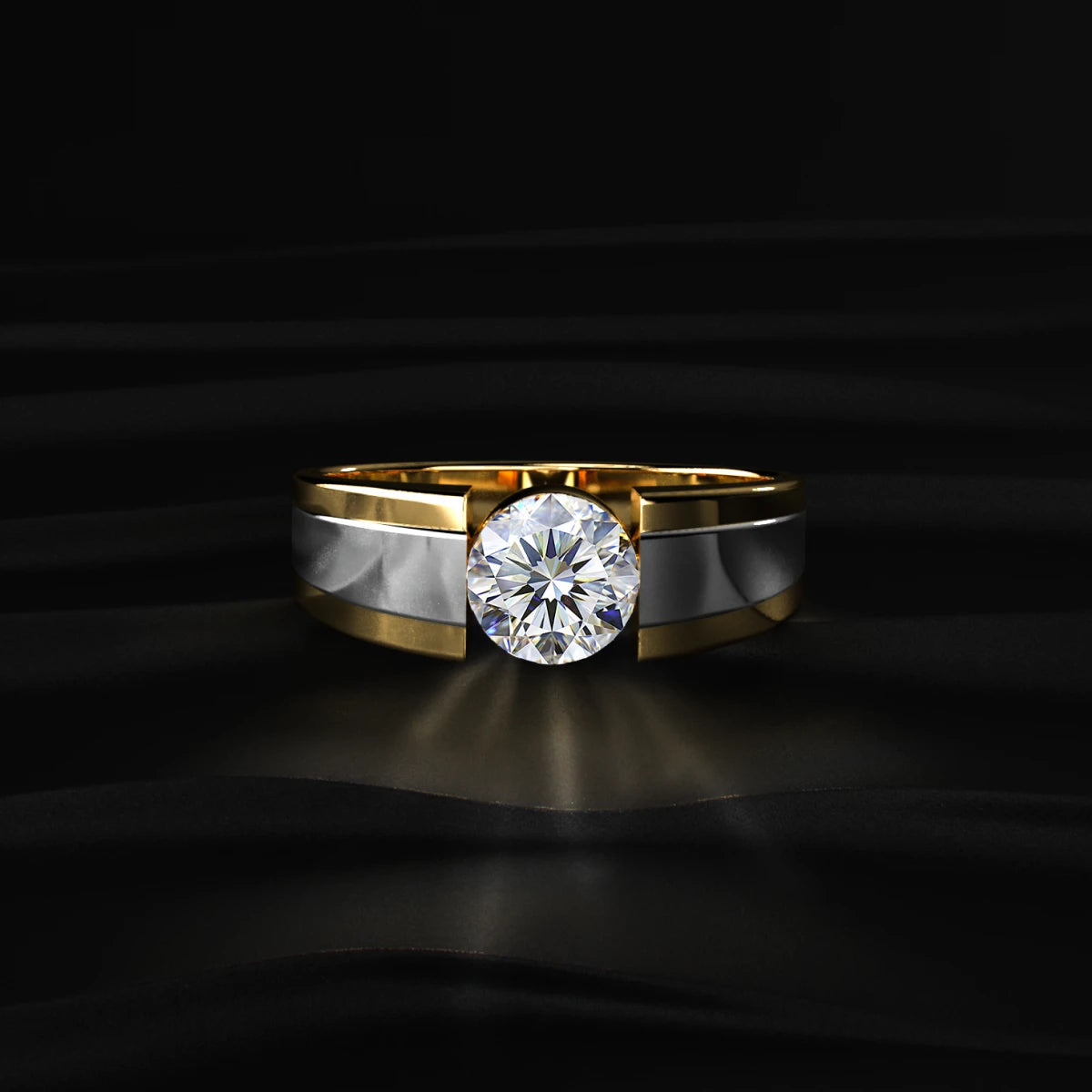 1 Carat Round Solitaire Diamond Ring For Men | Earthly Jewels
