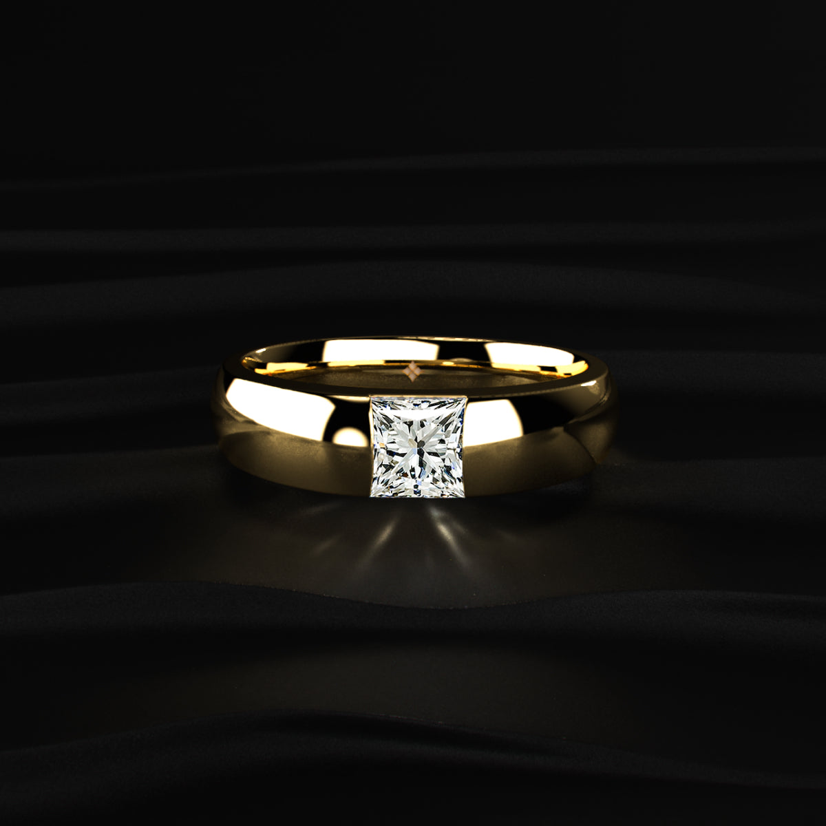 Princess Solitaire Ring For Men