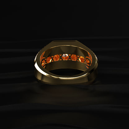 Round Solitaire Mens Ring With Accent Stone