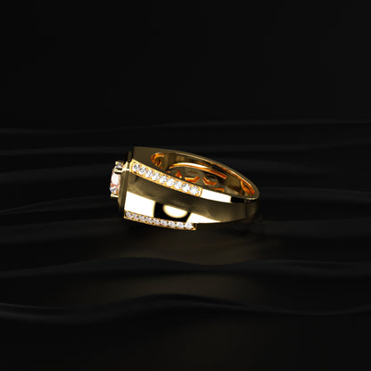 Round Solitaire Mens Ring With Accent Stone