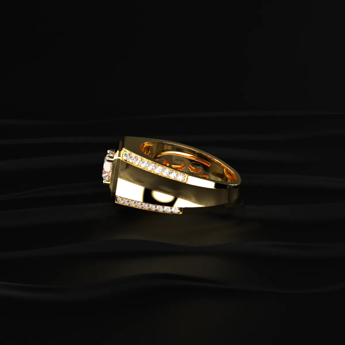 Round Solitaire Mens Ring With Accent Stone | Earthly Jewels