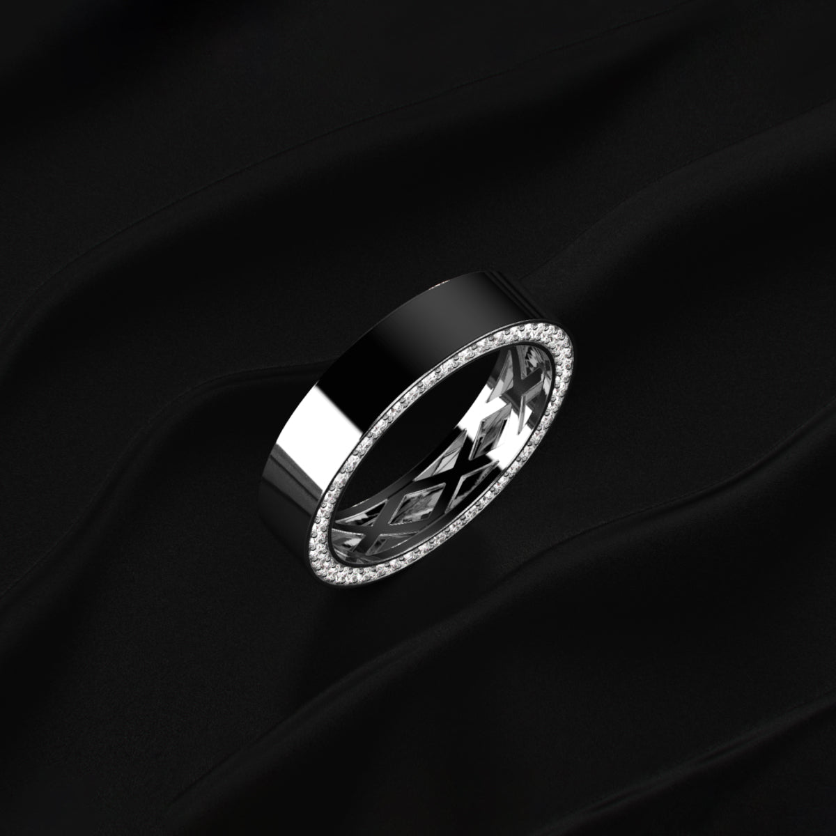 Mens Hidden Diamond Wedding Band