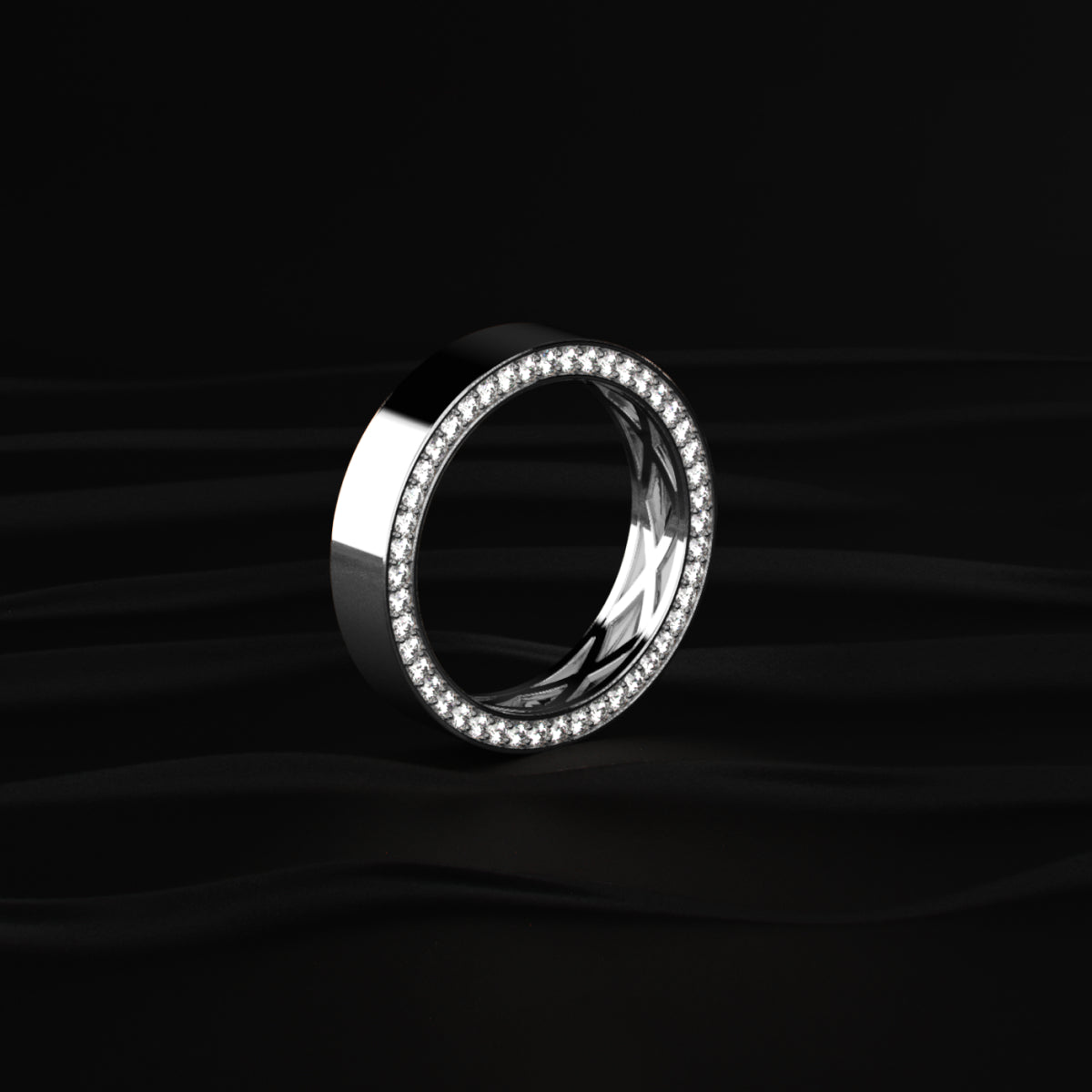Mens Hidden Diamond Wedding Band