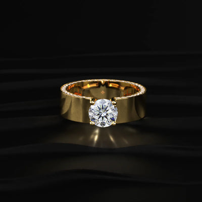 Round Solitaire Mens Ring With Hidden Diamond | Earthly Jewels